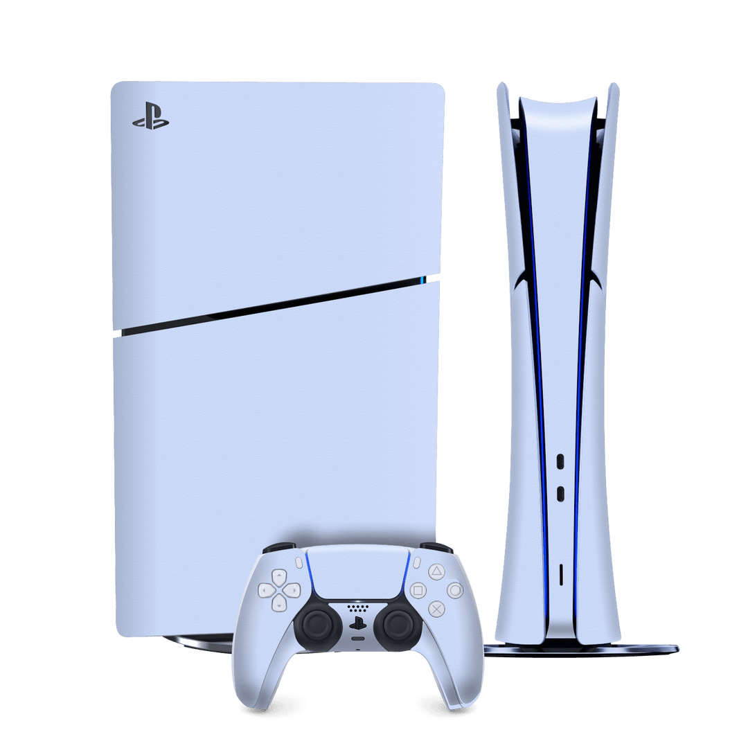 PS5 SLIM DIGITAL EDITION (PlayStation 5 SLIM) Luxuria August Pastel Blue 3D Textured Skin Wrap Sticker Decal Cover Protector by QSKINZ | qskinz.com