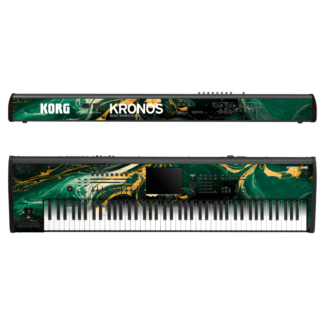 Korg Kronos 2 Music Workstation (88 keys) Print Printed Custom SIGNATURE Agate Geode Royal Green Gold Skin Wrap Sticker Decal Cover Protector by Keyskinz & Jordan Rudess | qskinz.com
 