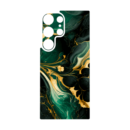 Galaxy S24 ULTRA Qcaze - SIGNATURE AGATE GEODE Royal Green-Gold (Case + Skin Kit)