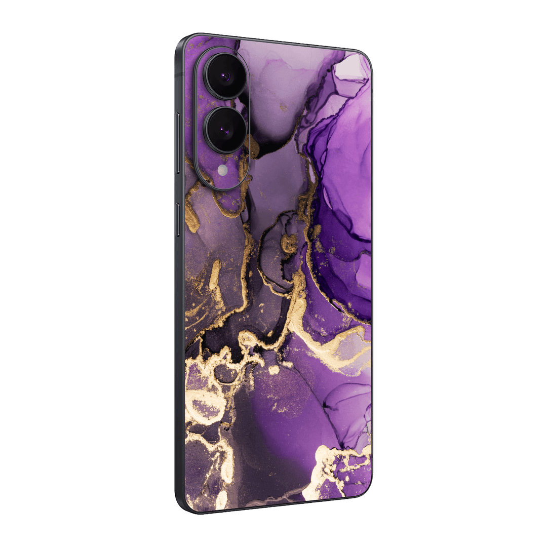 Samsung Galaxy S25 EDGE Print Printed Custom SIGNATURE AGATE GEODE Purple-Gold Skin Wrap Sticker Decal Cover Protector by QSKINZ | qskinz.com
