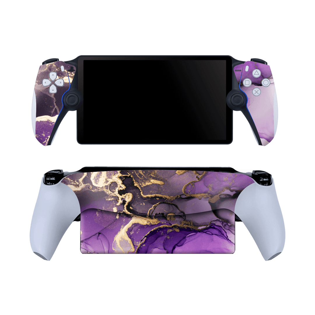 PlayStation PORTAL Print Printed Custom SIGNATURE AGATE GEODE Purple-Gold Skin Wrap Sticker Decal Cover Protector by QSKINZ | qskinz.com