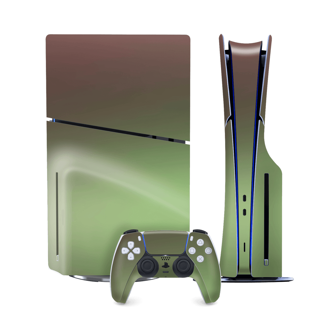 PS5 SLIM DISC EDITION (PlayStation 5 SLIM) Chameleon Avocado Colour-changing Metallic Skin Wrap Sticker Decal Cover Protector by QSKINZ | qskinz.com