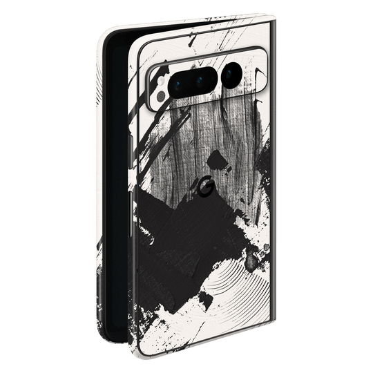 Google Pixel FOLD (2023) Print Printed Custom SIGNATURE Black and White Madness Skin Wrap Sticker Decal Cover Protector by EasySkinz | EasySkinz.com