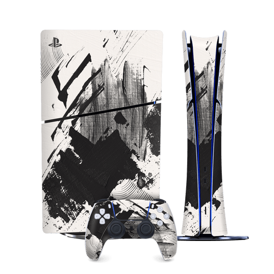 PS5 SLIM DIGITAL EDITION (PlayStation 5 SLIM) Print Printed Custom SIGNATURE Black and White Madness Skin Wrap Sticker Decal Cover Protector by QSKINZ | qskinz.com 