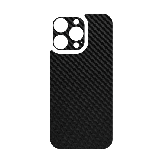 iPhone 16 PRO Qcaze - Textured CARBON Fibre Skin - BLACK (Case + Skin Kit)