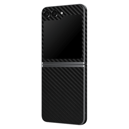 Samsung Galaxy Z Flip 5 (2023) Black 3D Textured Carbon Fibre Fiber Skin Wrap Sticker Decal Cover Protector by EasySkinz | EasySkinz.com