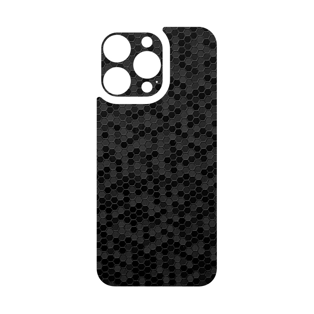 iPhone 16 PRO Qcaze - LUXURIA BLACK HONEYCOMB 3D TEXTURED (Case + Skin Kit)