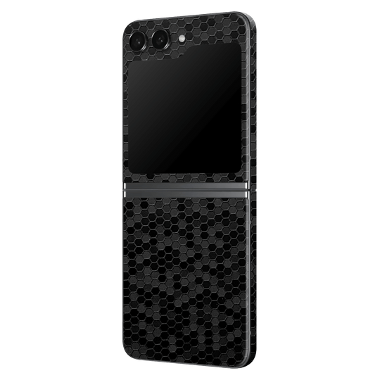 Samsung Galaxy Z Flip 5 (2023) Luxuria Black Honeycomb 3D Textured Skin Wrap Sticker Decal Cover Protector by EasySkinz | EasySkinz.com