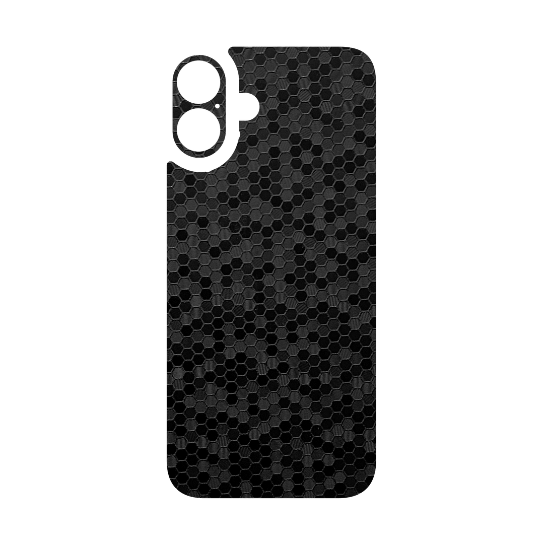 iPhone 16 Qcaze - LUXURIA BLACK HONEYCOMB 3D TEXTURED (Case + Skin Kit)