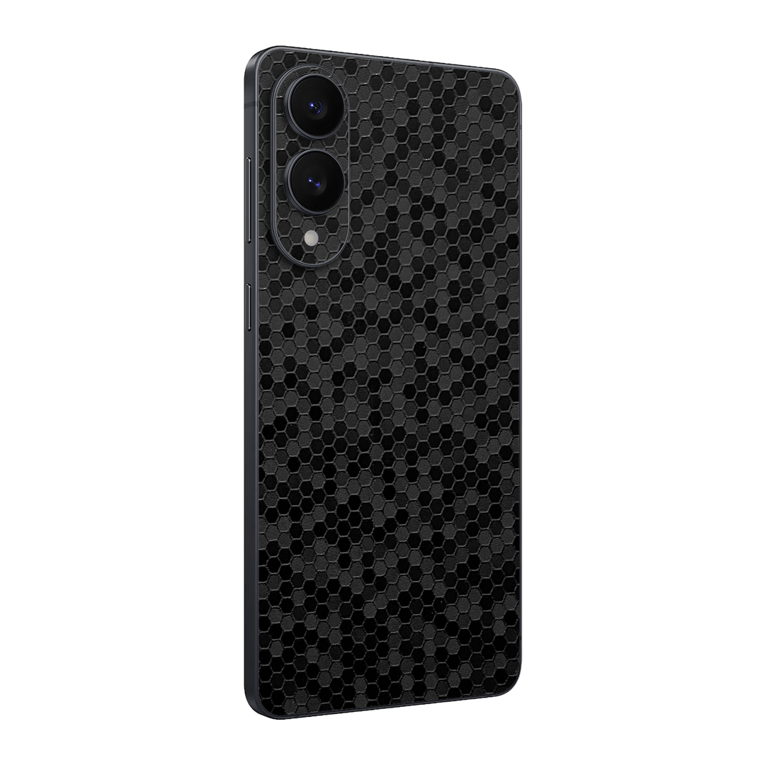 Samsung Galaxy S25 EDGE Luxuria Black Honeycomb 3D Textured Skin Wrap Sticker Decal Cover Protector by QSKINZ | qskinz.com

