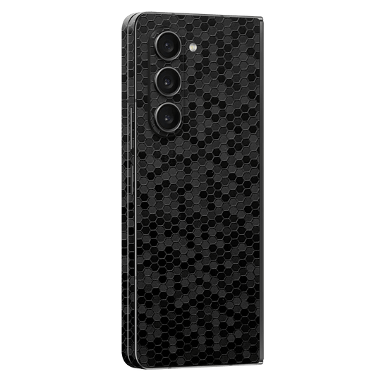 Samsung Galaxy Z Fold 5 (2023) Luxuria Black Honeycomb 3D Textured Skin Wrap Sticker Decal Cover Protector by EasySkinz | EasySkinz.com