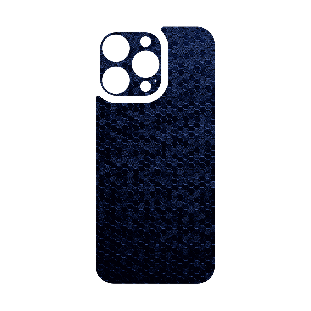 iPhone 16 PRO Qcaze - LUXURIA Navy Blue HONEYCOMB 3D TEXTURED (Case + Skin Kit)
