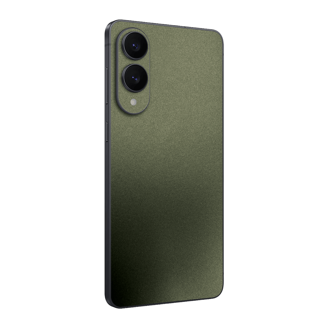 Samsung Galaxy S25 EDGE Military Green Metallic Skin Wrap Sticker Decal Cover Protector by QSKINZ | qskinz.com
