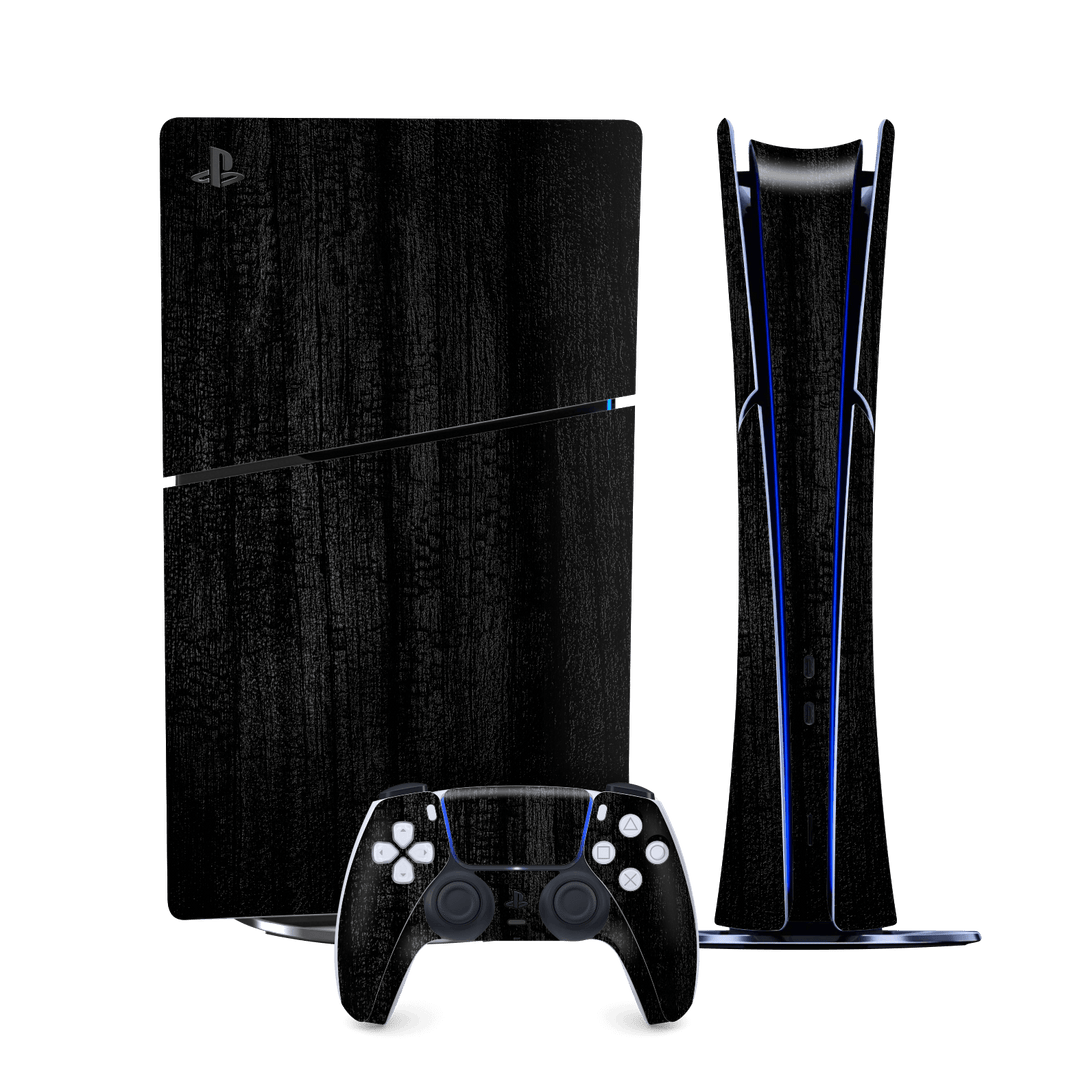 PS5 SLIM DIGITAL EDITION (PlayStation 5 SLIM) Luxuria Black Charcoal Black Dragon Coal Stone 3D Textured Skin Wrap Sticker Decal Cover Protector by QSKINZ | qskinz.com
