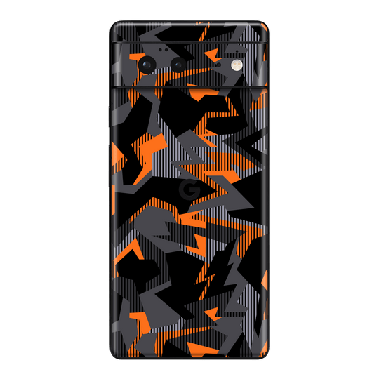 Google Pixel 6 Print Printed Custom SIGNATURE Sharp-Edged Orange Camo Camouflage Skin Wrap Sticker Decal Cover Protector by EasySkinz | EasySkinz.com