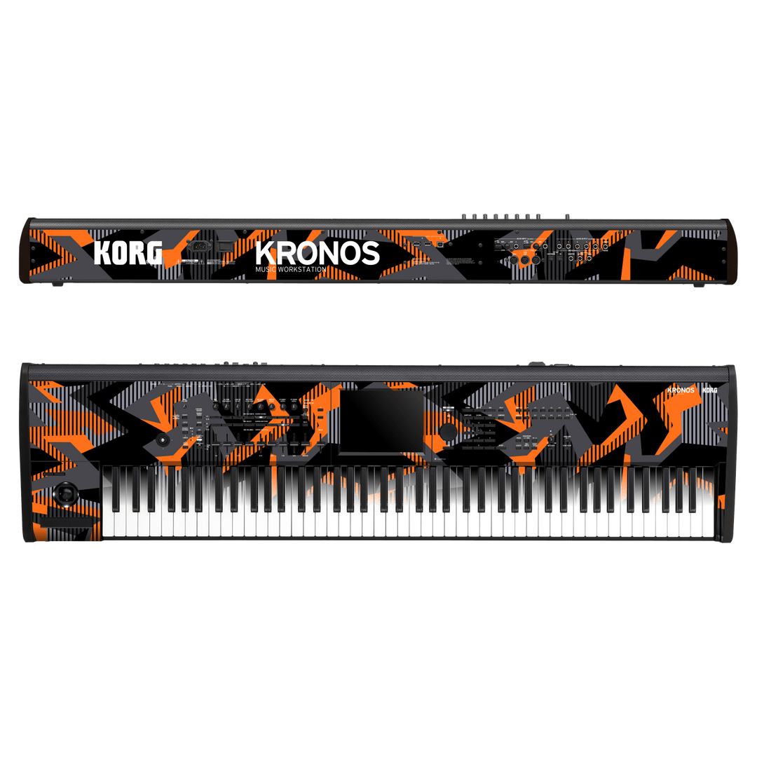 Korg Kronos 2 Music Workstation (88 keys) Print Printed Custom SIGNATURE Sharp-Edged Orange Camo Camouflage Skin Wrap Sticker Decal Cover Protector by Keyskinz & Jordan Rudess | qskinz.com
 