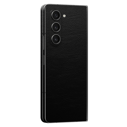 Samsung Galaxy Z Fold 5 (2023) Luxuria BLACK LEATHER Riders Skin Wrap Sticker Decal Cover Protector by EasySkinz | EasySkinz.com