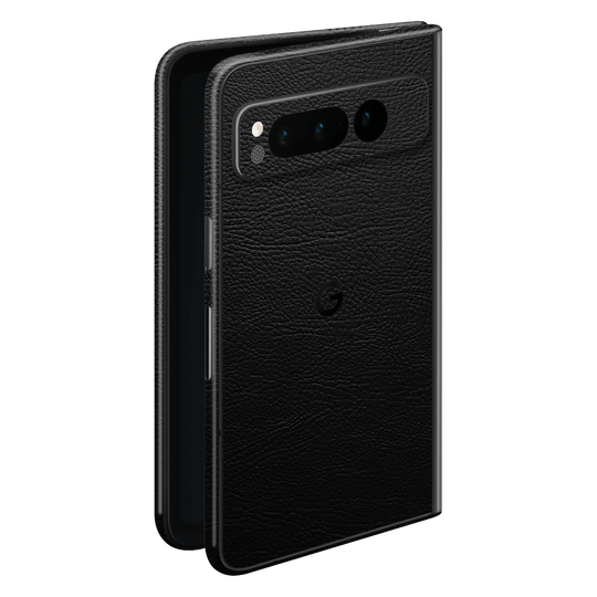 Google Pixel FOLD (2023) Luxuria BLACK LEATHER Riders Skin Wrap Sticker Decal Cover Protector by EasySkinz | EasySkinz.com