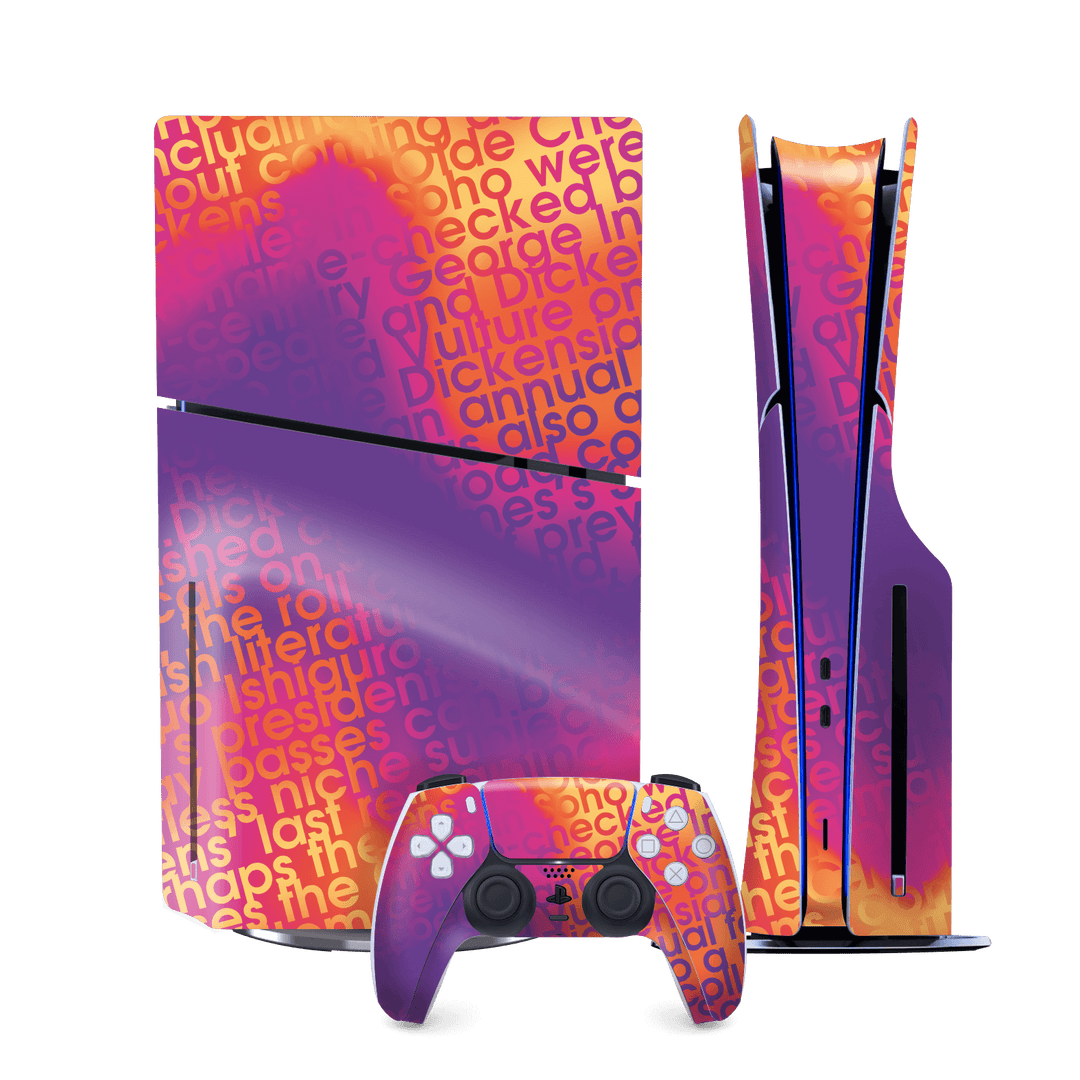 PS5 SLIM DISC EDITION (PlayStation 5 SLIM) Print Printed Custom SIGNATURE Inferno Swirl Gradient Skin Wrap Sticker Decal Cover Protector by QSKINZ | QSKINZ.COM