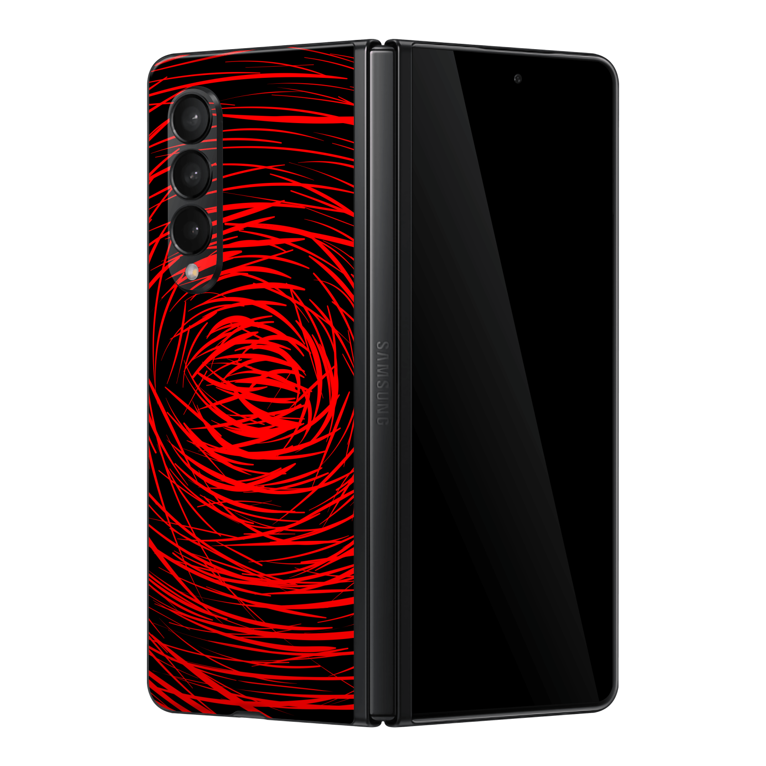 Samsung Galaxy Z Fold 3 Print Printed Custom SIGNATURE Quasar Red Mesh Skin Wrap Sticker Decal Cover Protector by QSKINZ | QSKINZ.COM