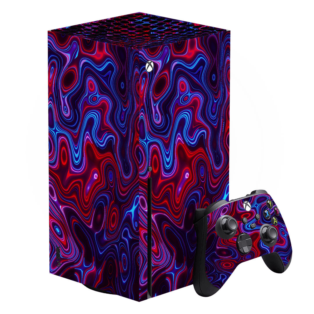 XBOX Series X Print Printed Custom SIGNATURE Flux Fusion Purple Neon Skin Wrap Sticker Decal Cover Protector by QSKINZ | QSKINZ.COM