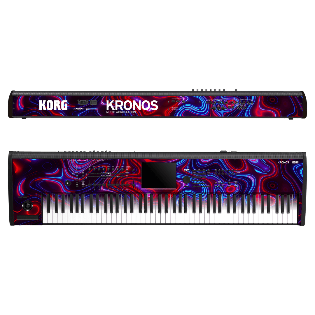 Korg Kronos 2 Music Workstation (88 keys) Print Printed Custom SIGNATURE Flux Fusion Purple Neon Skin Wrap Sticker Decal Cover Protector by Keyskinz & Jordan Rudess | QSKINZ.COM
 