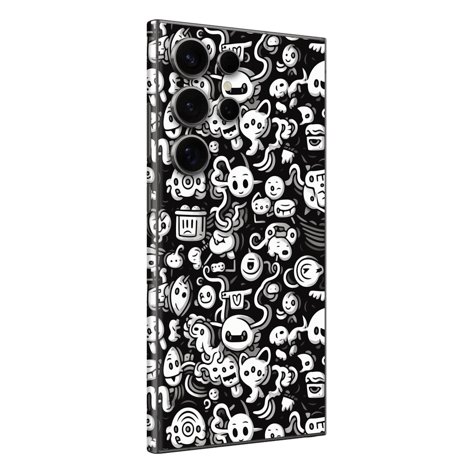 Samsung Galaxy S24 ULTRA Print Printed Custom SIGNATURE Pictogram Party Monochrome Black and White Icons Faces Skin Wrap Sticker Decal Cover Protector by QSKINZ | QSKINZ.COM