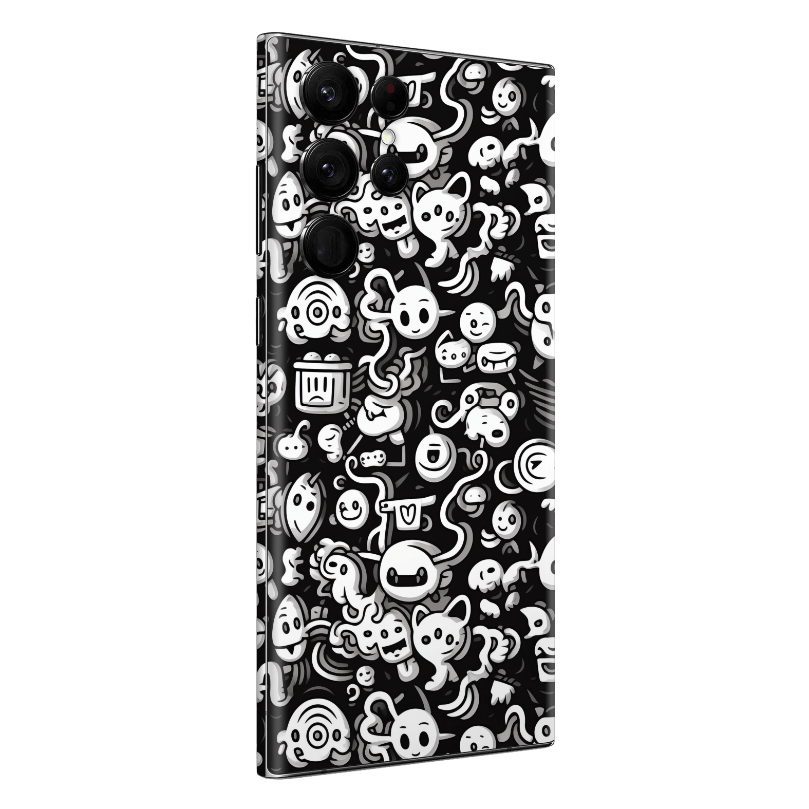 Samsung Galaxy S22 ULTRA Print Printed Custom SIGNATURE Pictogram Party Monochrome Black and White Icons Faces Skin Wrap Sticker Decal Cover Protector by QSKINZ | QSKINZ.COM