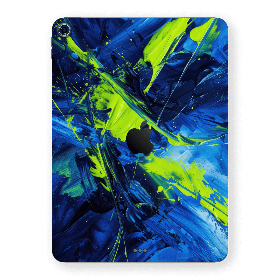 iPad Air 13” (M2) Print Printed Custom SIGNATURE Glowquatic Neon Yellow Green Blue Skin Wrap Sticker Decal Cover Protector by QSKINZ | QSKINZ.COM