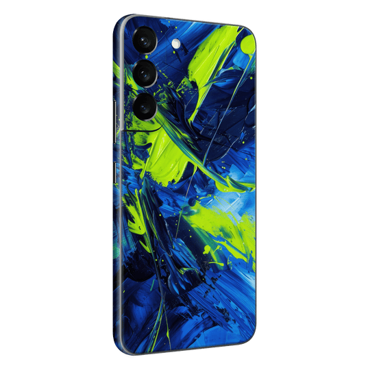 Samsung Galaxy S22 Print Printed Custom SIGNATURE Glowquatic Neon Yellow Green Blue Skin Wrap Sticker Decal Cover Protector by QSKINZ | QSKINZ.COM