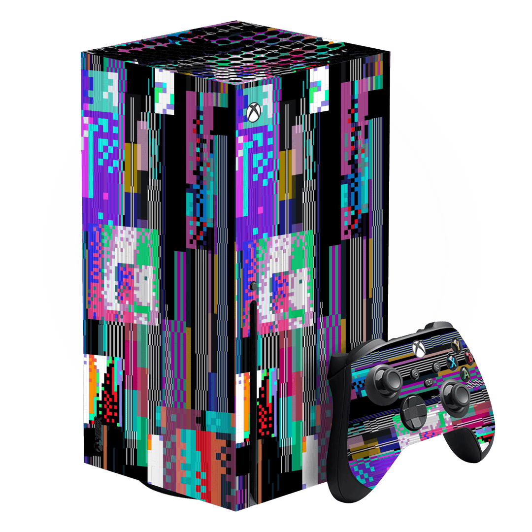 XBOX Series X Print Printed Custom SIGNATURE Glitchscape Glitch No Signal Colours Skin Wrap Sticker Decal Cover Protector by QSKINZ | QSKINZ.COM