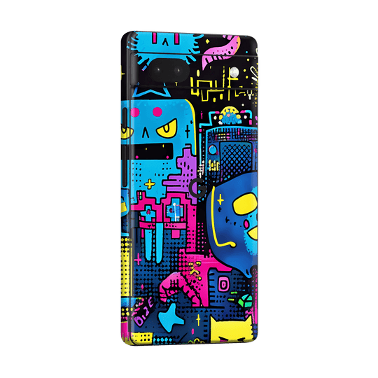 Pixel 6a Print Printed Custom SIGNATURE Arcade Rave Gaming Gamer Pixel Skin Wrap Sticker Decal Cover Protector by QSKINZ | QSKINZ.COM