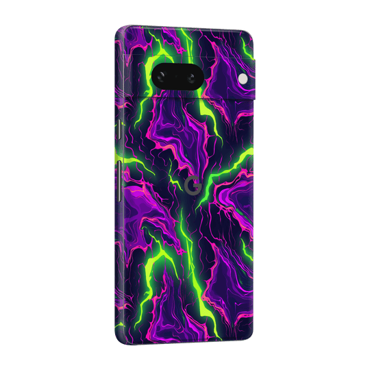 Pixel 7a Print Printed Custom SIGNATURE Twisterra Twist Neon Purple Yellow Green Anime Skin Wrap Sticker Decal Cover Protector by QSKINZ | QSKINZ.COM