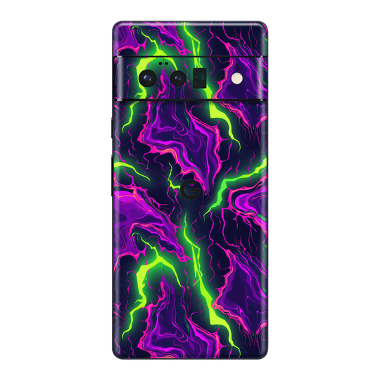 Pixel 6 PRO Print Printed Custom SIGNATURE Twisterra Twist Neon Purple Yellow Green Anime Skin Wrap Sticker Decal Cover Protector by QSKINZ | QSKINZ.COM