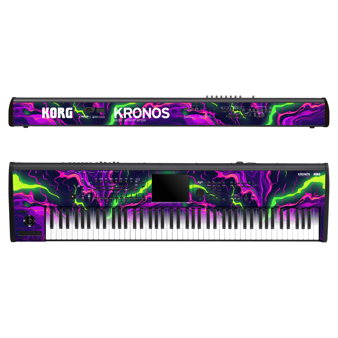 Korg Kronos 2 Music Workstation (88 keys) Print Printed Custom SIGNATURE Twisterra Twist Neon Purple Yellow Green Anime Skin Wrap Sticker Decal Cover Protector by Keyskinz & Jordan Rudess | QSKINZ.COM
