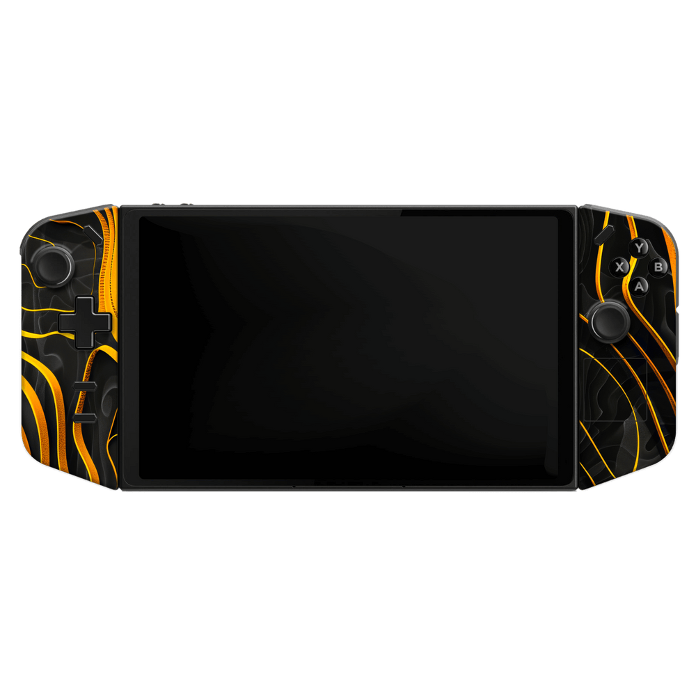 Lenovo Legion Go Print Printed Custom SIGNATURE Wave Waves Waver Yellow and Black Skin Wrap Sticker Decal Cover Protector by QSKINZ | QSKINZ.COM