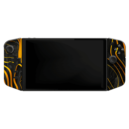 Lenovo Legion Go Print Printed Custom SIGNATURE Wave Waves Waver Yellow and Black Skin Wrap Sticker Decal Cover Protector by QSKINZ | QSKINZ.COM