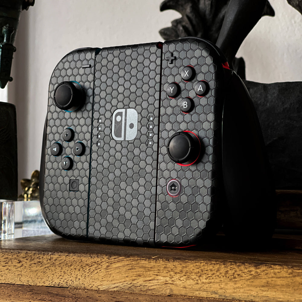 Black Honeycomb Skins for Nintendo Switch by Qskinz