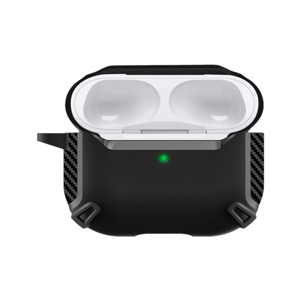 Durable Qskinz AirPods Pro 2 case shown with secure carabiner clip.