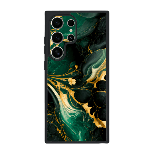 Galaxy S24 ULTRA Qcaze Print Printed Custom SIGNATURE Agate Geode Royal Green Gold Case by QSKINZ | qskinz.com