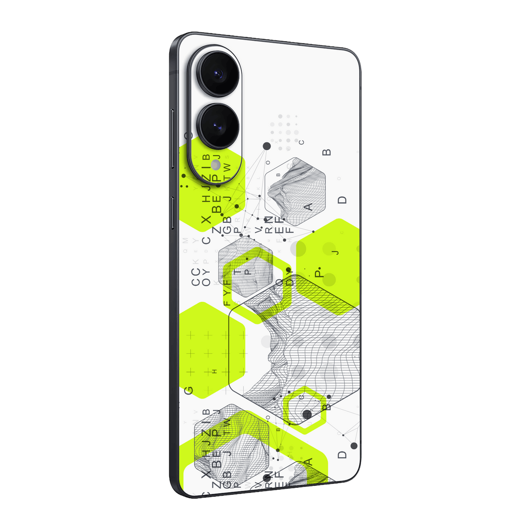 Galaxy S25 EDGE Printed Custom SIGNATURE “Neural Realm” AI Science Green & White Skin Wrap Sticker Decal Cover Protector by QSKINZ | QSKINZ.COM