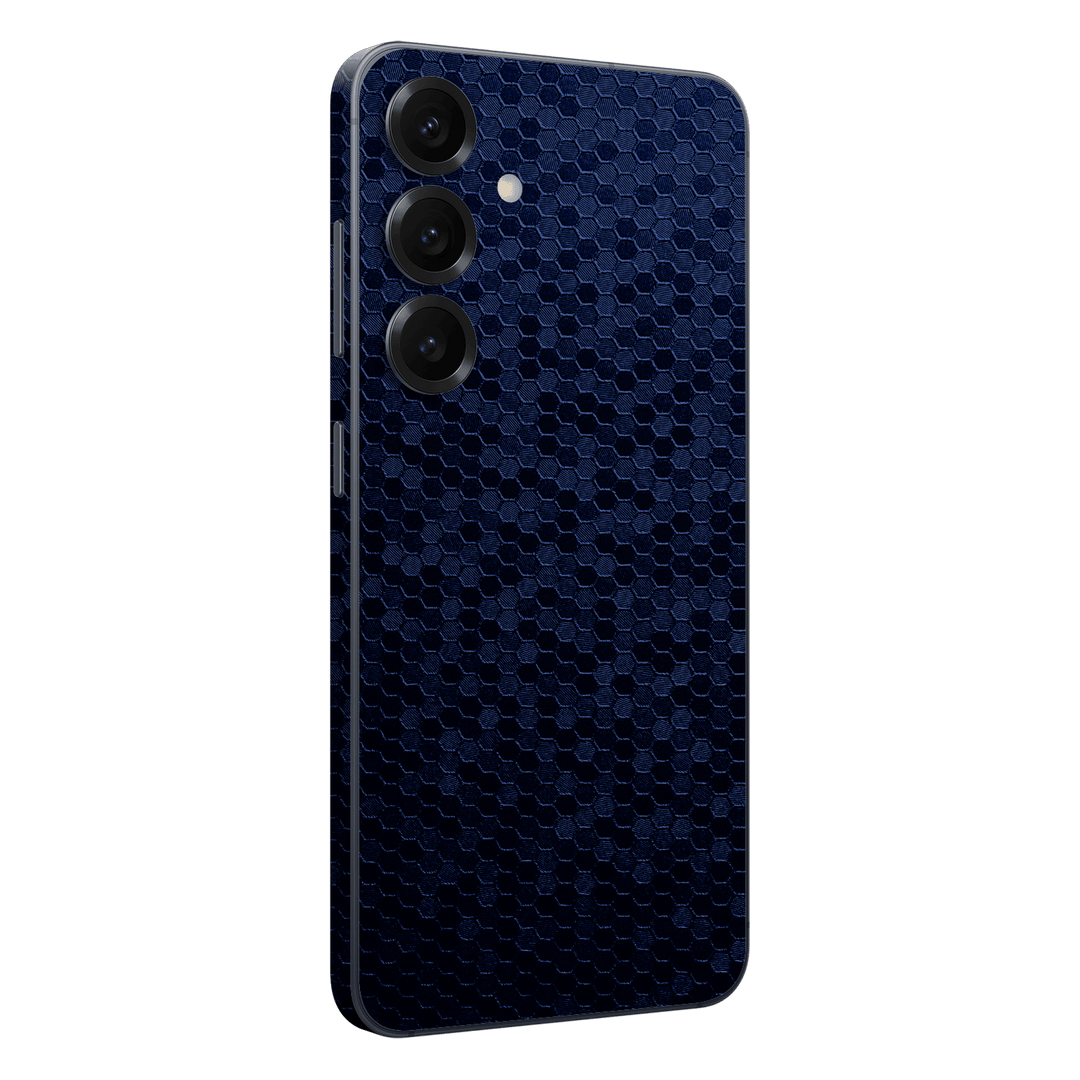 Galaxy S25 (FE) Luxuria Navy Blue Honeycomb 3D Textured Skin Wrap Sticker Decal Cover Protector by QSKINZ | qskinz.com