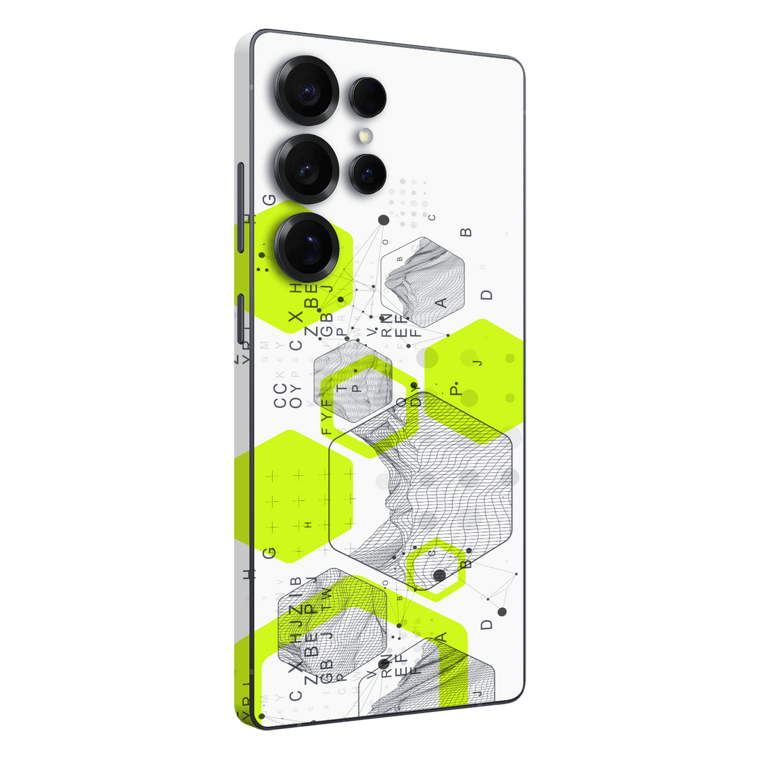 Galaxy S25 ULTRA Printed Custom SIGNATURE “Neural Realm” AI Science Green & White Skin Wrap Sticker Decal Cover Protector by QSKINZ | QSKINZ.COM