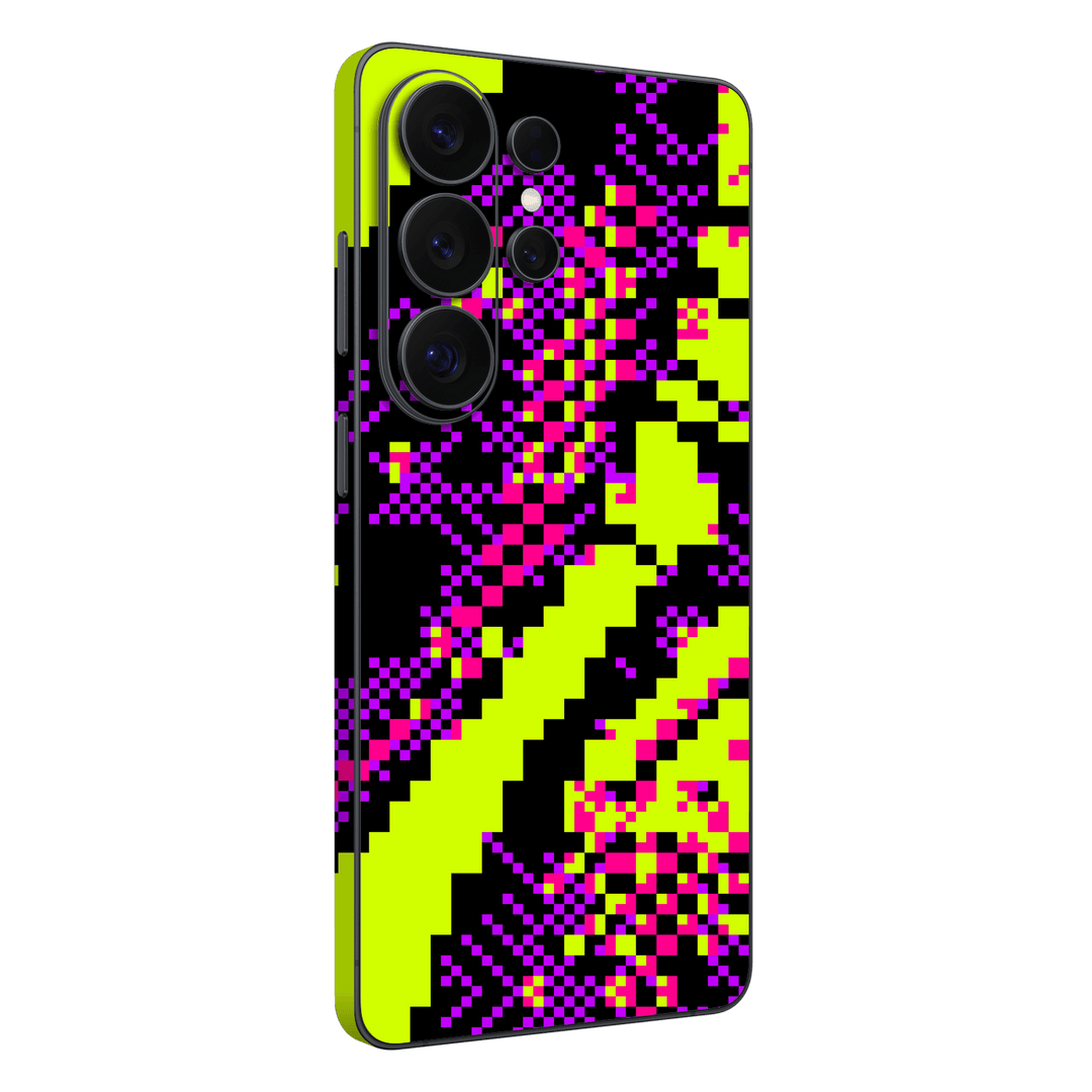 Galaxy S26 ULTRA Custom Printed SIGNATURE “Neonix” Purple Green Pixelated Skin Wrap Sticker Decal Cover Protector by QSKINZ | QSKINZ.COM