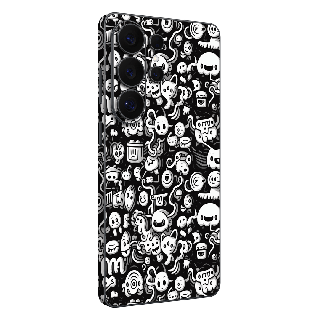 Galaxy S26 ULTRA Print Printed Custom SIGNATURE Pictogram Party Monochrome Black and White Icons Faces Skin Wrap Sticker Decal Cover Protector by QSKINZ | QSKINZ.COM