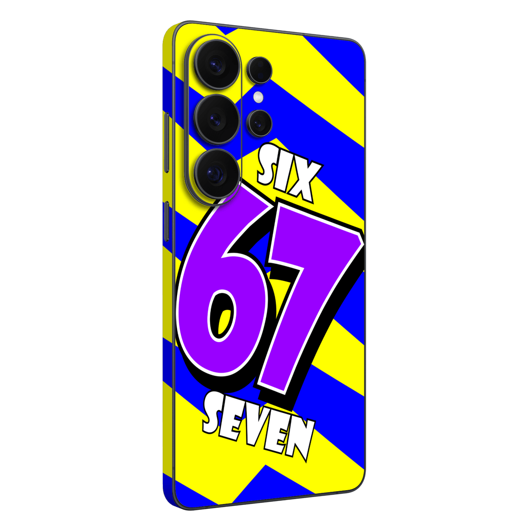 Galaxy S26 ULTRA Printed Custom SIGNATURE “6-7 Flash” Bold Blue & Yellow Pop Art Typography Skin Wrap Sticker Decal Cover Protector by QSKINZ | QSKINZ.COM
