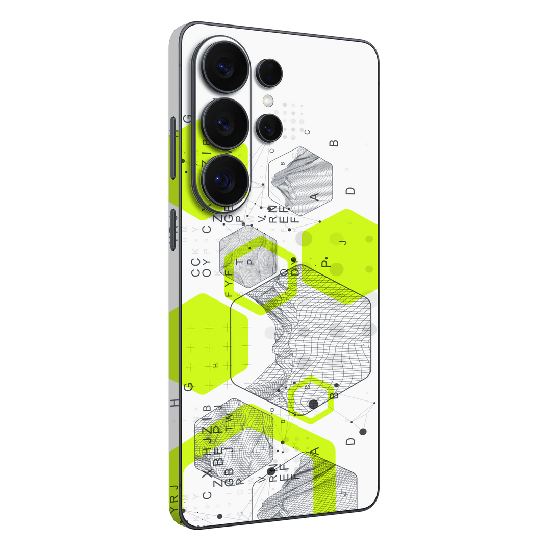 Galaxy S26 ULTRA Printed Custom SIGNATURE “Neural Realm” AI Science Green & White Skin Wrap Sticker Decal Cover Protector by QSKINZ | QSKINZ.COM
