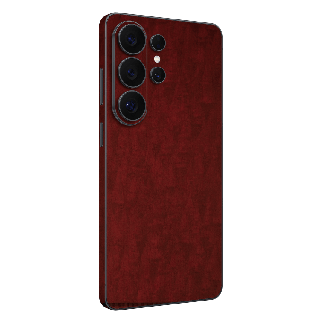 Galaxy S26 ULTRA Scarlet Red Wood Wooden Satin Skin Wrap Sticker Decal Cover Protector by QSKINZ | qskinz.com