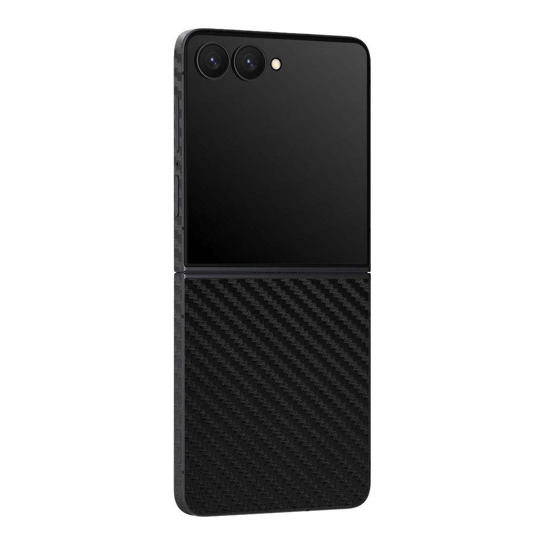 Galaxy Z Flip 7 Black 3D Textured Carbon Fibre Fiber Skin Wrap Sticker Decal Cover Protector by QSKINZ | qskinz.com
