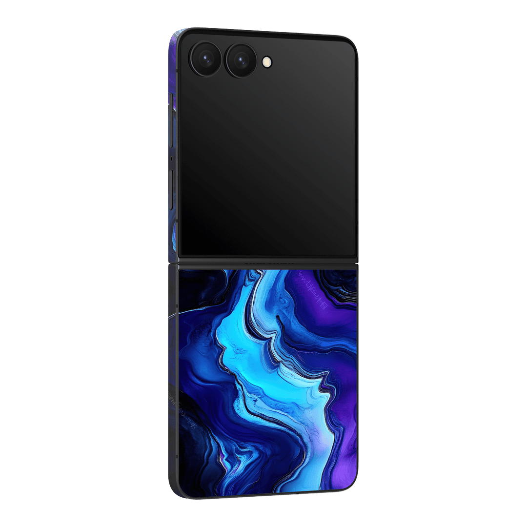 Galaxy Z Flip 7 Custom Printed SIGNATURE “Agate Geode Blue Marble” Art Skin Wrap Sticker Decal Cover Protector by QSKINZ | QSKINZ.COM
